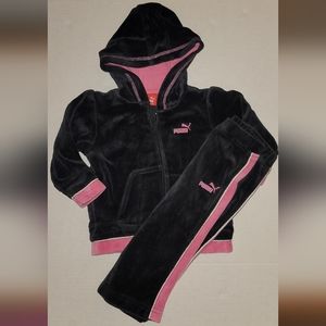 Puma Hoodie Sweat pants Black Pink 2 Piece Track Suit 6 9 Months